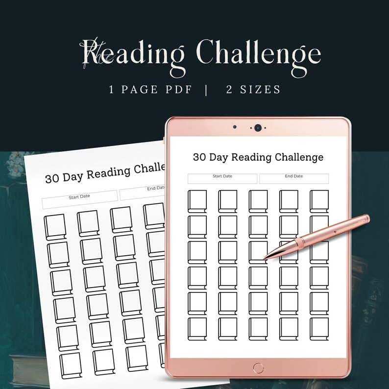 30 Book Challenge, INSTANT DOWNLOAD, Library Reading Log, Printable ...