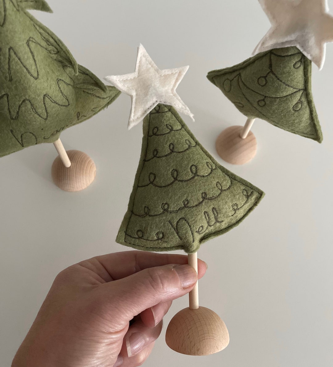 Personalised Felt Christmas Trees Table Decoration Christmas Etsy