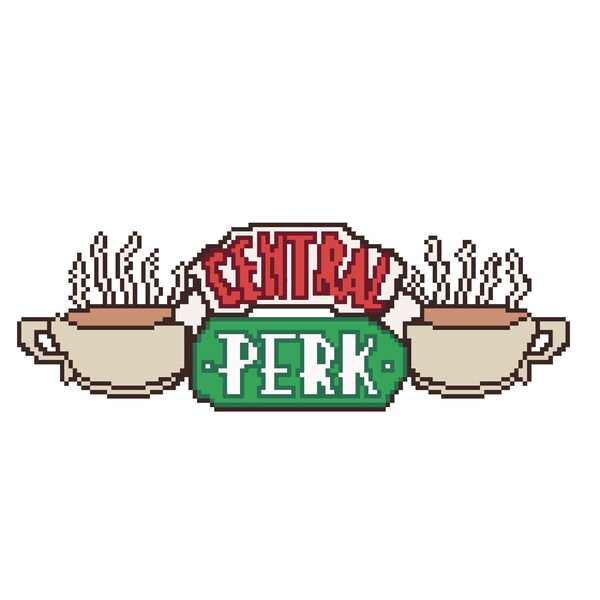 Embroidery plan, cross point logo Central Perk (F.R.I.E.N.D.S)