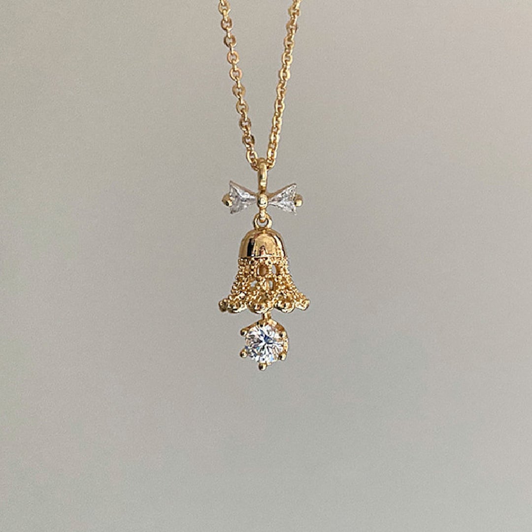 Christmas Bell Gold Necklace Jingle Bell Necklace Gold Etsy