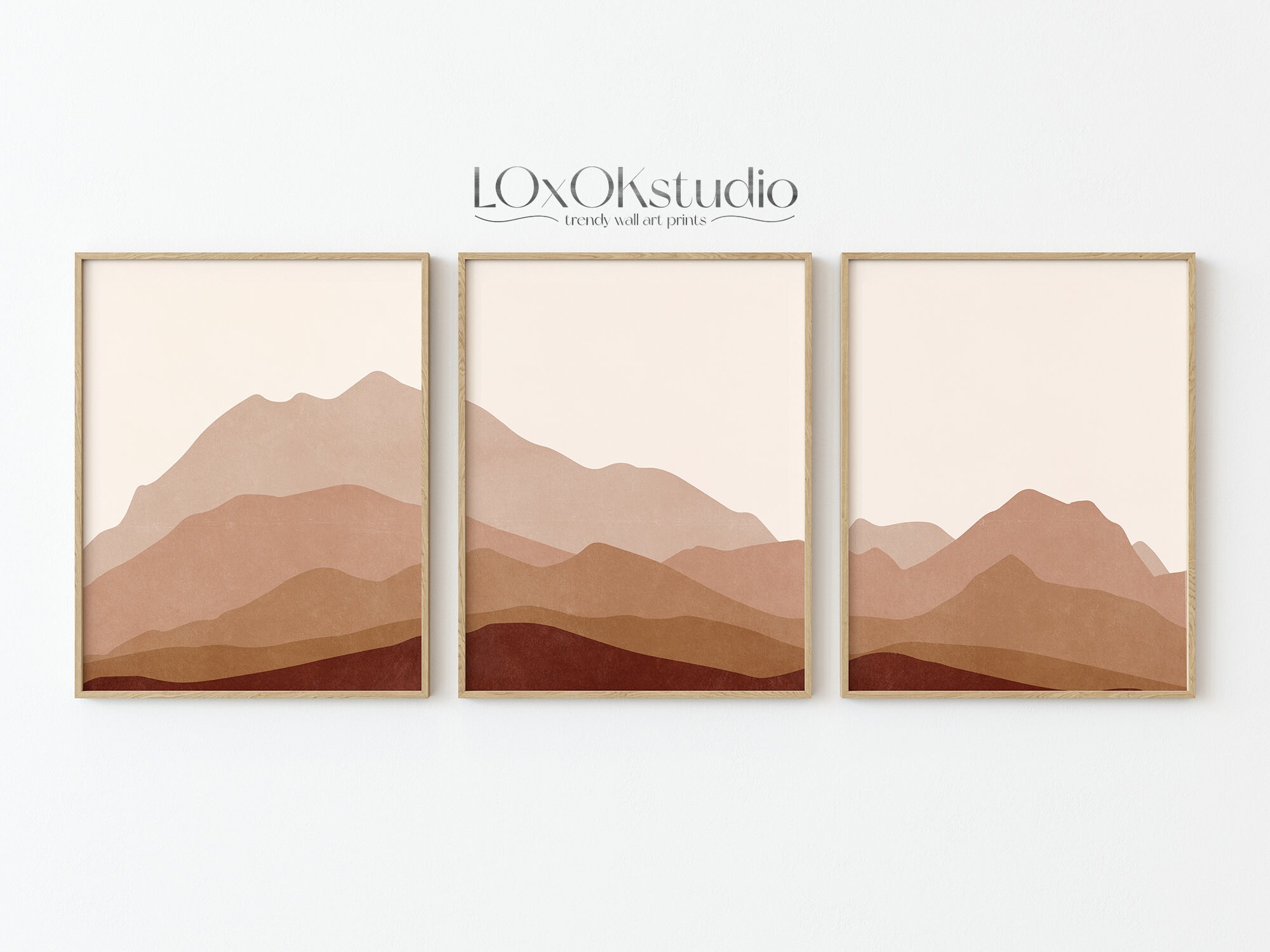 Mountain Wall Art Set Of 3 Minimalist Wall Art Abstract Etsy