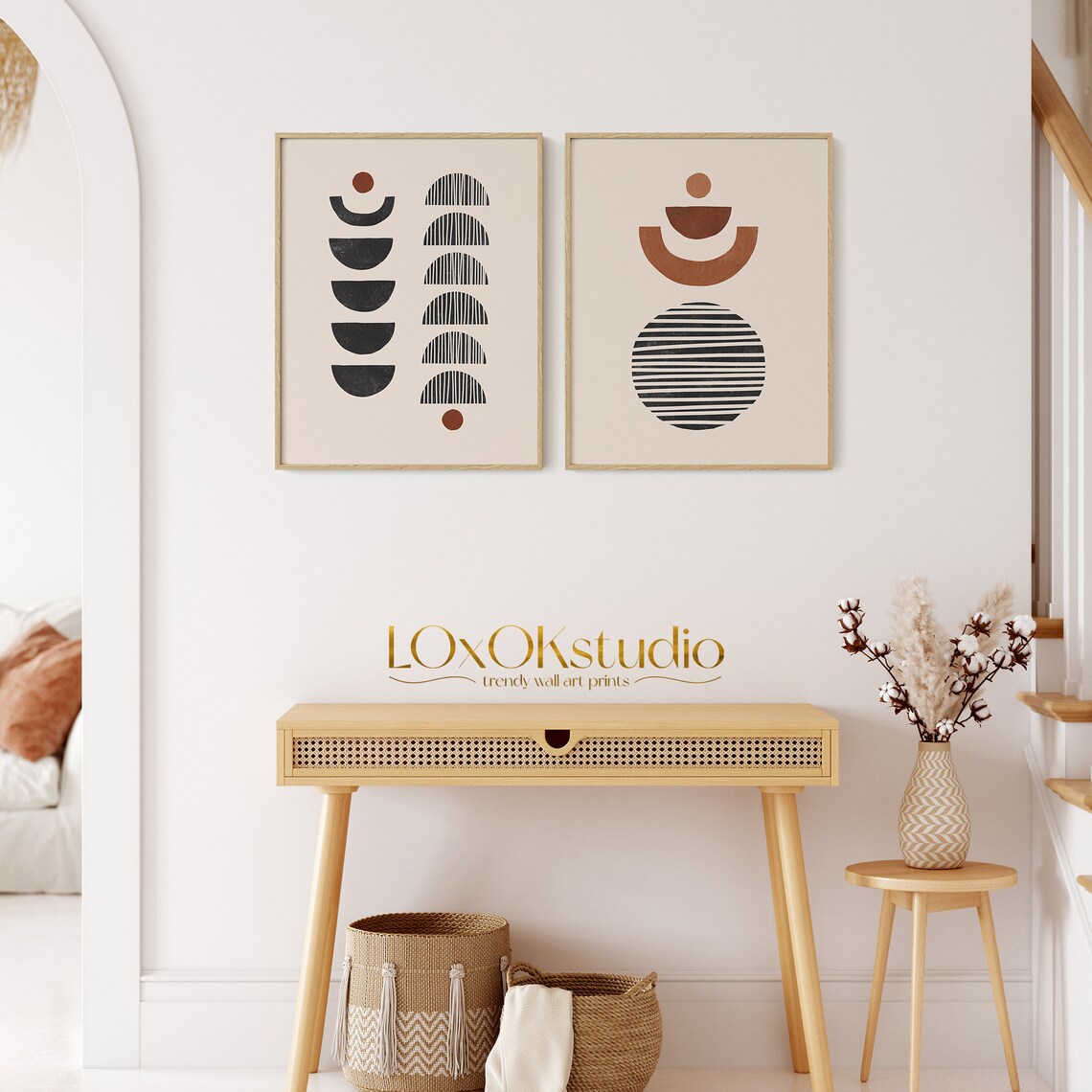 Boho Wall Art Set Of 2 Prints Minimalist Wall Art Neutral Etsy