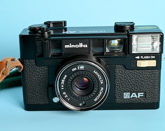 Excellent Minolta Hi-Matic AF  camera with sharp Rokkor 38mm 2.8 lens // 35mm Vintage Analog Compact Film // similar to Konica C35 EF