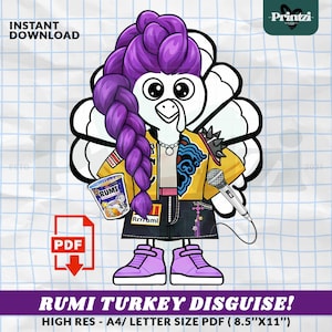 Kpop Turkey Disguise Craft Kit: Rumi Thanksgiving Printable (Digital Download)