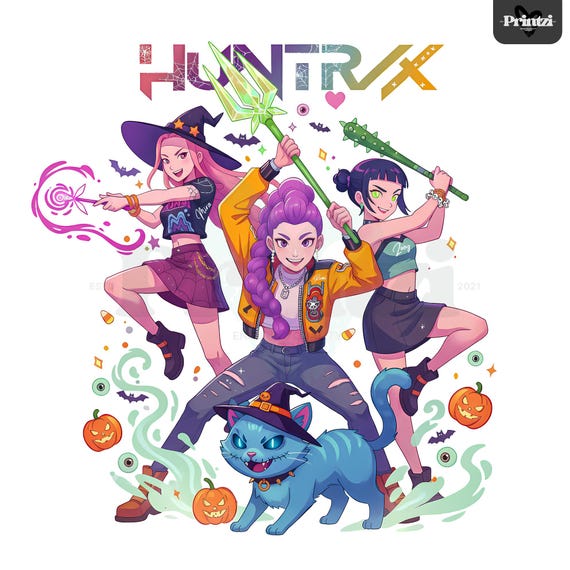 Spooky Huntrix Halloween PNG, Kpop Demon Hunters Clipart, Saja Girls PNG, Derpy Tiger, Huntrix Merch, Anime Lover Gift, Sublimation Design