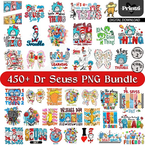 Dr Suess Png Bundle, Dr Suess Png Sublimation, Dr.Suess Day Png, Dr. Suess Bundle, Bundle Read across America Png, Thing 1 Thing 2 Png