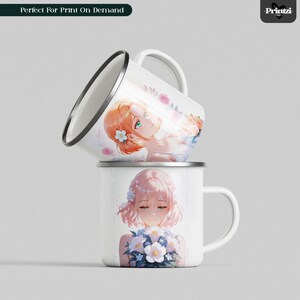 Akvarell Anime Clipart-paket: Blommiga flickillustrationer (digital nedladdning, 300 DPI, JPG-filer) bild 8