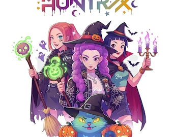Spooky Huntrix Halloween PNG, Kpop Demon Hunters Clipart, Saja Girls PNG, Derpy Tiger, Huntrix Merch, Anime Lover Gift, Sublimation Design