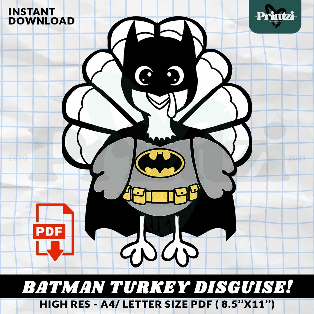 Batman Turkey Disguise Printable, Superhero Thanksgiving Craft Kit ...