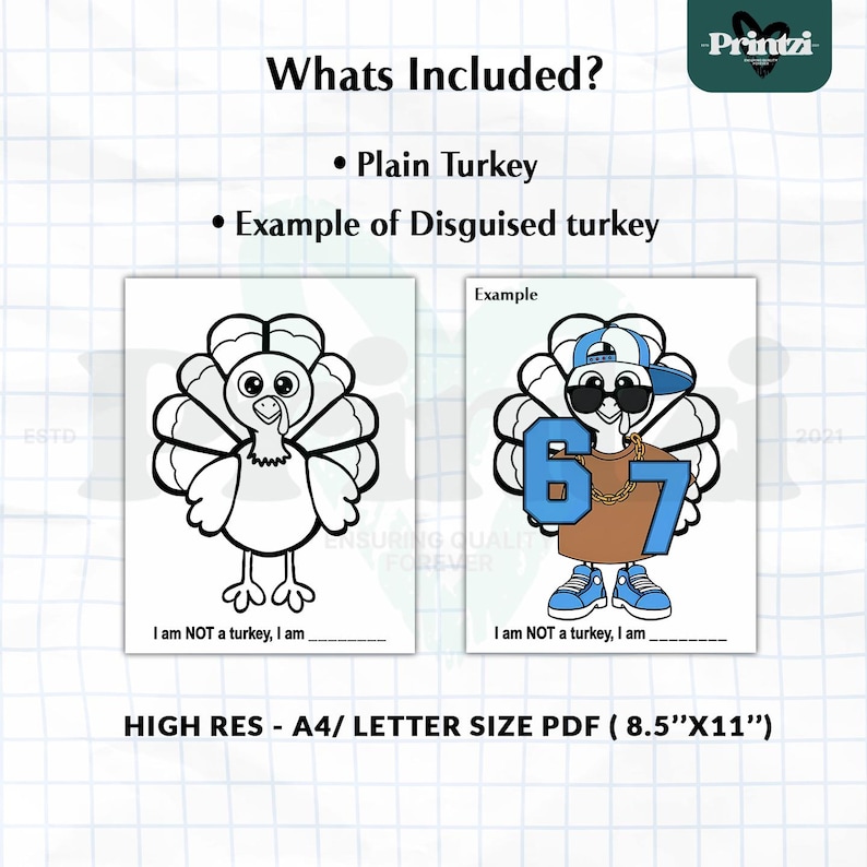 Six Seven (67) Turkey Disguise Printable Costume Kit | Thanksgiving ...