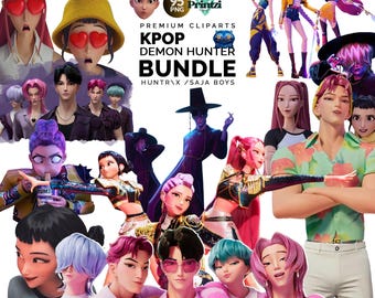 K-pop Demon Hunters Clipart Bundle, 95 PNGs (Instant Download)