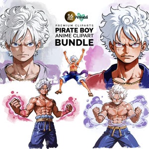 Ausrüstung 5 Piraten Junge Anime Clipart Fan Art PNG Clipart Bundle, Sofort Download, Sea Adventure Anime, Aufkleber, Pokémon sublimieren, Geburtstag Kunst