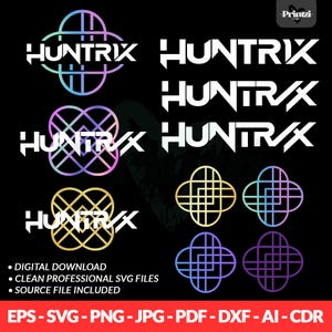 K-pop Huntrix Logo Pack | Kpop Demon Hunters Clipart | SVG, png, eps, jpg, ai, cdr, dxf, pdf | Instant Download