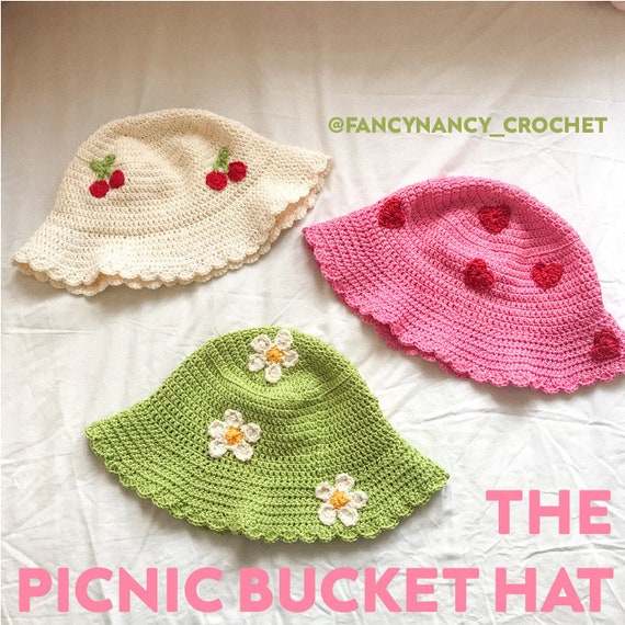 The Picnic Bucket Hat CROCHET PATTERN Knit Cottage Core Vintage