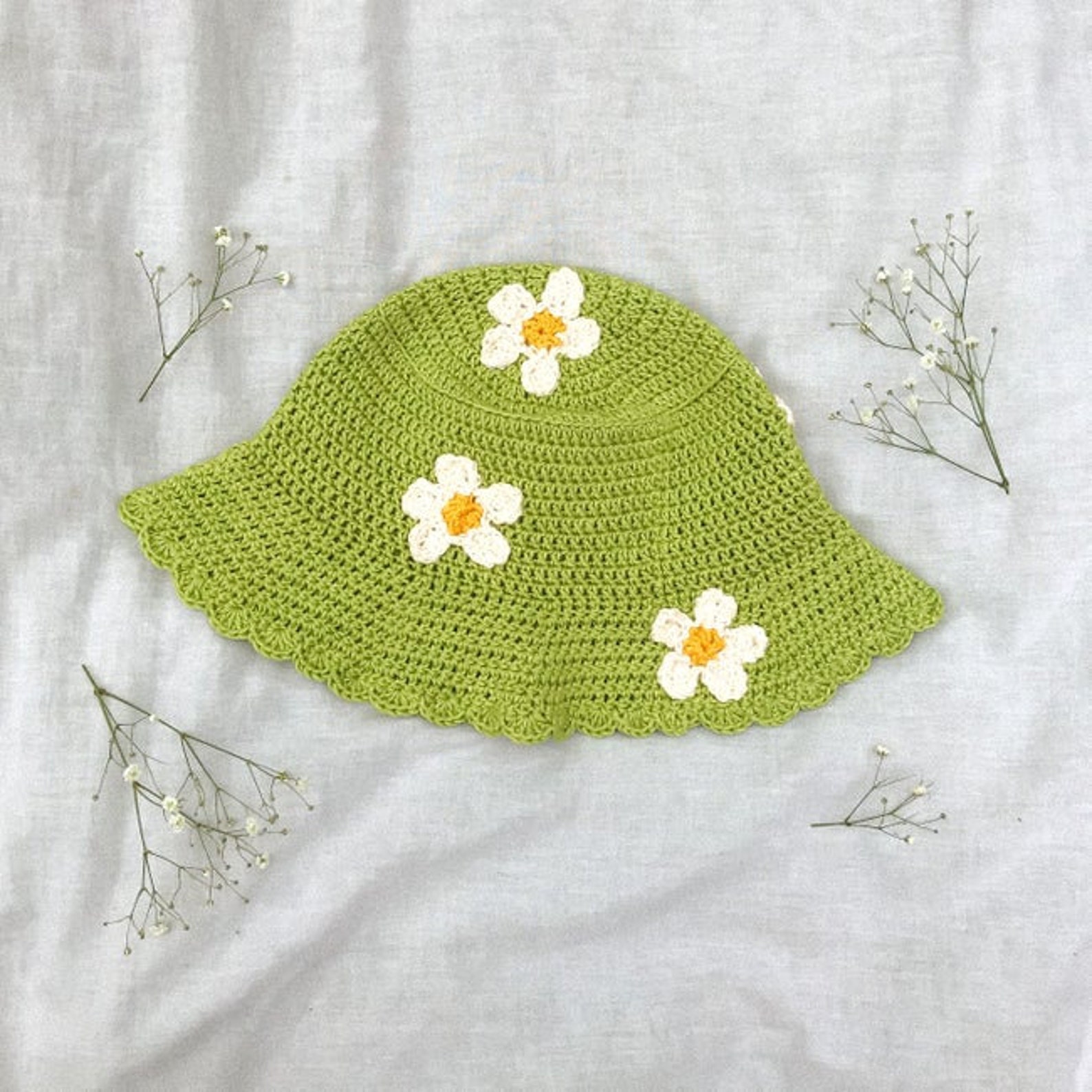 The Picnic Bucket Hat CROCHET PATTERN Knit Cottage Core Etsy