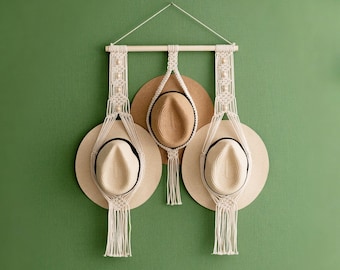 Wall Hanging Hat Storage, Beach Hat Holder, Boho Hat Holder, Gift For Hat Lover, Cowboy Hat Storage, Hat Display Rack,Boho Hat Organizer H39
