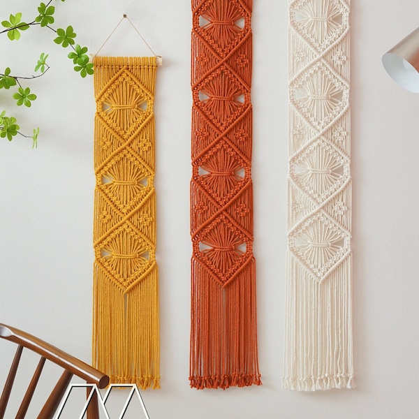 Macrame Wall Hangings, Modern Wall Art, Boho Home Decor, Abstract Wall Art, Eclectic Home Decor, Boho Wall Hanging, Vertical Narrow Art  W05