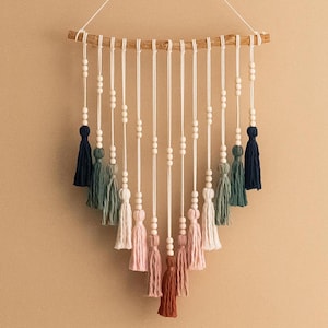 Tassel Wall Decor, Boho Nursery Decor, Wall Tapestry Art, Room Decor Aesthetic, Yarn Art, Macrame Tassel, Gift For The Home, Boho Decor V85