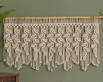 Large Leaf Window Curtain, Macrame Door Curtain, Boho Wall Hanging, Modern Macrame Curtain, Curtain Valance, New Home, Housewarming Gift C03