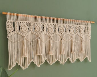 Macrame Curtain, Window and Door Curtain, Boho Wall Hanging, Modern Macrame Curtain, Curtain Valance, New Home, Housewarming Gift C13
