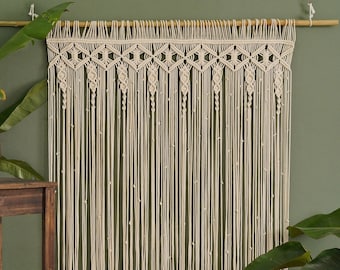 Boho Macrame Curtain, Window Valances, Bohemian Wall Decor, Boho Tapestry, Abstract Wall Art, Gift For Wife, Handmade Wall Decor Art C06