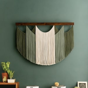Tapiz de pared de macramé, macramé grande, estilo rústico moderno, decoración del hogar, regalo de inauguración de la casa (V29)