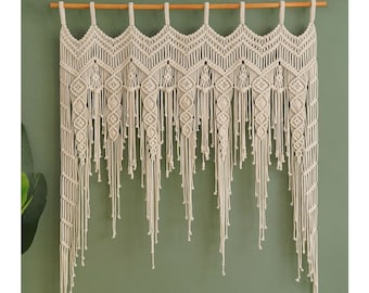 Macrame Large Curtain, Wedding Curtain, Macrame Headboard, First Home Gift, Doorway Tapestry, Custom Valance, Above Bed Decor C25