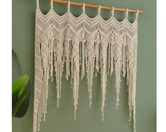 Macrame Curtain Art, New Home Gift, Extra Large Tapestry, Scandinavian Decor, Farmhouse Valance, Mid Century Modern, Boho Wall Hanging C25