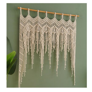 Macrame Curtain Art, New Home Gift, Extra Large Tapestry, Scandinavian Decor, Farmhouse Valance, Mid Century Modern, Boho Wall Hanging C25