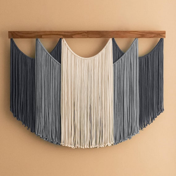 Yarn Wall Hanging, Fiber Wall Hanging, Modern Farmhouse, Minimalist Artwork, Eclectic Wall Decor, Home Decoration, Mid-Century Modern V29