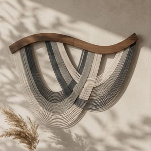 Tapiz de pared de fibra de macramé, arte bohemio, regalo de inauguración de la casa, decoración de pared de algodón hecha a mano V93