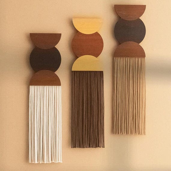 Macrame Wall Hanging, Fiber Art, Tapestry Hanging, Minimalist Artwork, Farmhouse Decoration, Living Room Decor, Bohemian Art V98