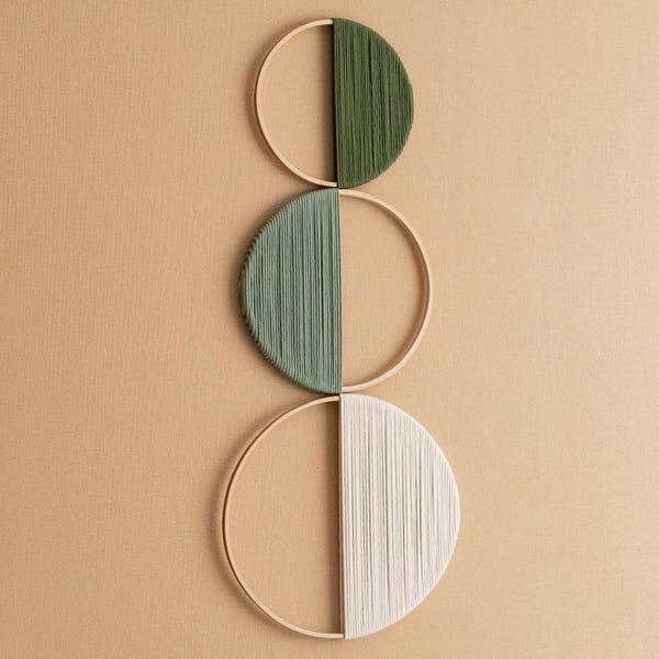 Circle Wall Hanging, Scandinavian Decor, Geometric Art, Circle Wall Hanging, Boho Circle Wall Art, Mid Century Modern, Hoop Wall Hanging W23