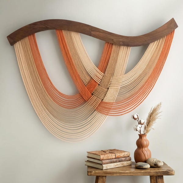 Macrame Fiber Wall Hanging, Boho Wall Art, Housewarming Gift, Handmade Cotton Wall Decor V93