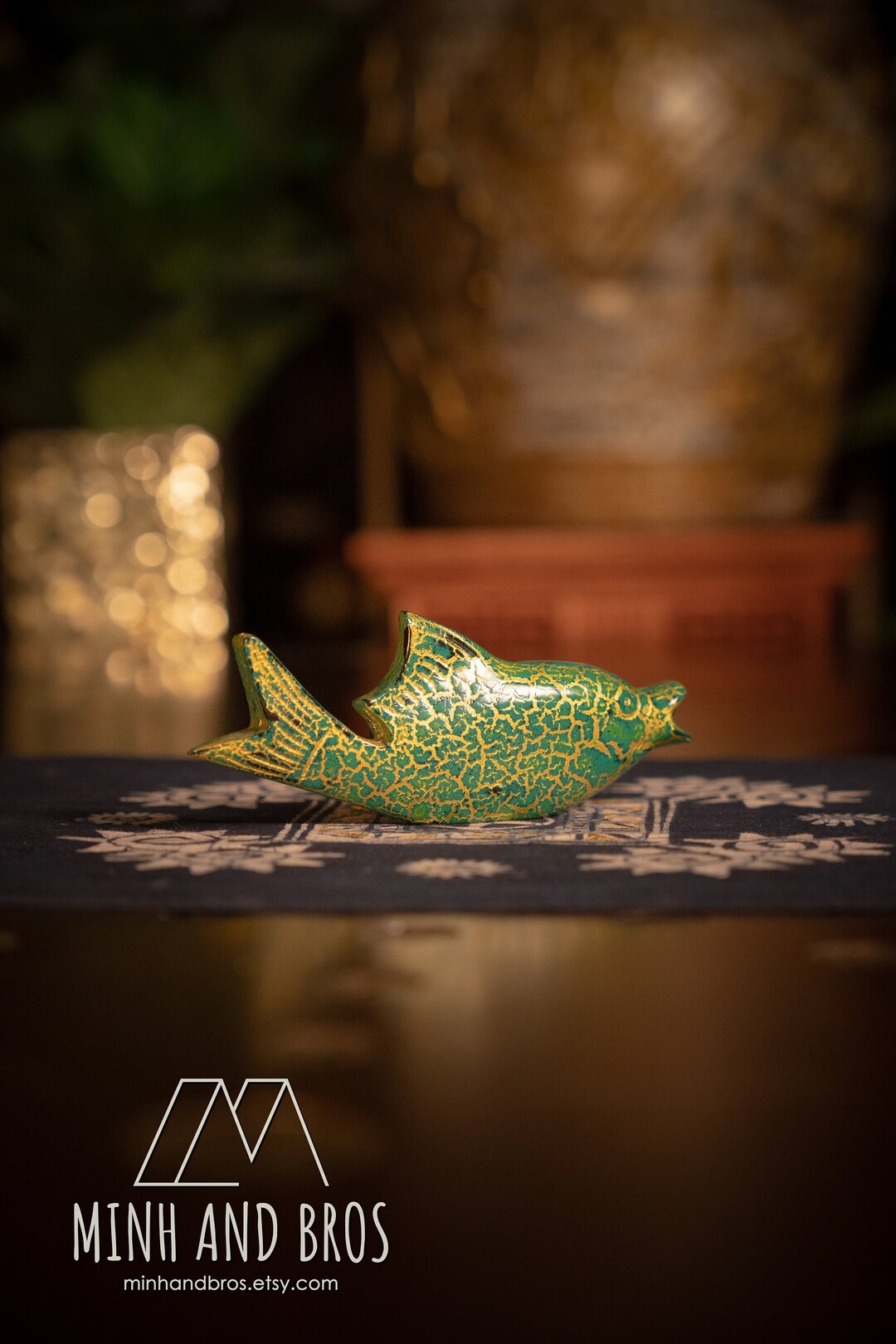 Lacquer Fish Statue, Handmade Son Mai Art, Feng Shui Blessings, High