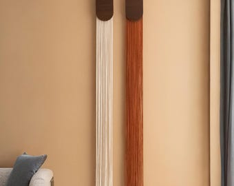Decoración de pared de hilo bohemio, tapiz de macramé, arte de fibra, arte de pared para sala de estar, decoración escandinava, decoración del hogar bohemio, arte de pared minimalista V84