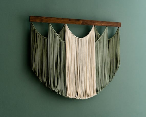 Fiber Wall Art, Minimalist Home, Macrame Wall Hanging, Vintage Home Decor, Mid Century Modern, Gift For Mom, Tapestry Wall Art V29