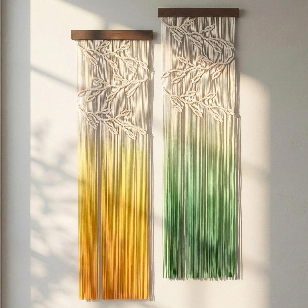 Minimalist Macrame Wall Hanging With Leaf Motif – Whisper of Leaves U29 ...