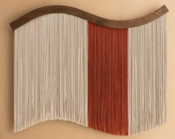 Modern Macrame Wall Hanging, Neutral Fiber Art, Living Room & Bedroom Wall Decor U05