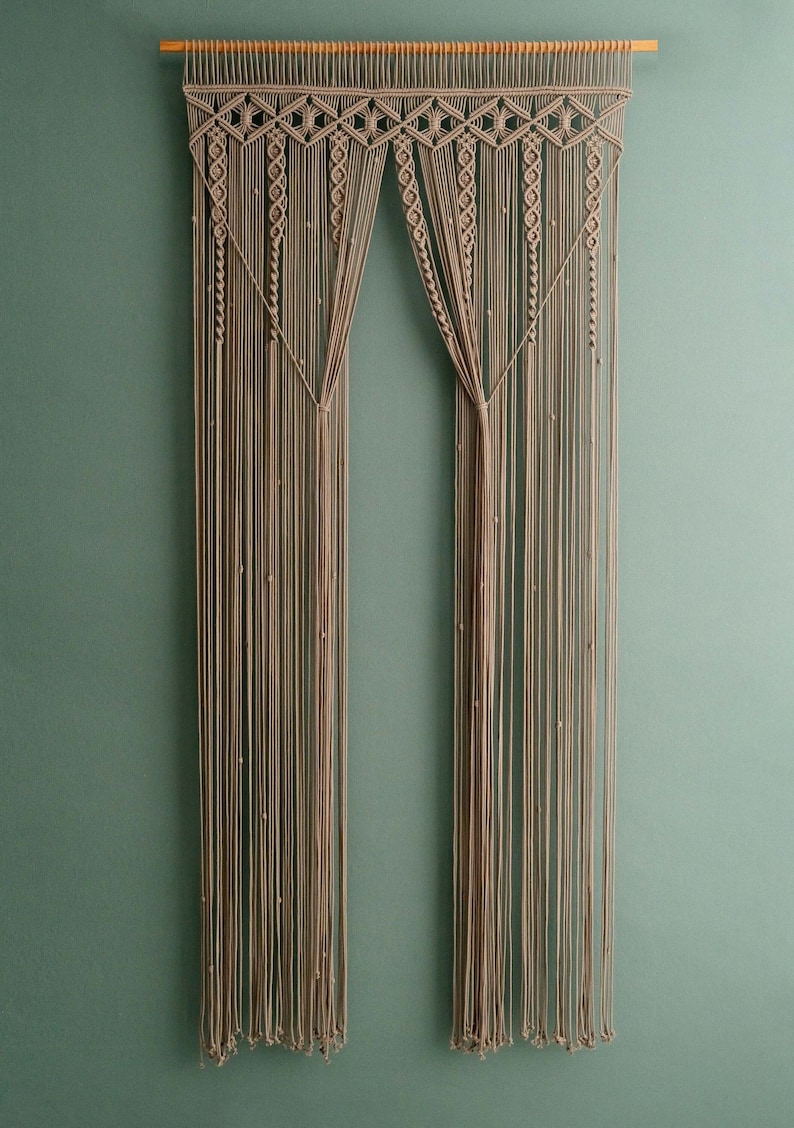 Window Macrame Patterns Macrame Large Curtain, Macrame Window, Bohemian Wall Decor Modern ...