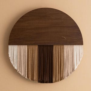Round Fiber Wall Art for Modern Living Room, Yarn Art for Living room of Scandinavian style, Wabi Sabi or Mid Century Modern V07