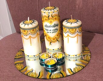 Set 12 Henna bemalt Tee Licht Deko Kerzen Set 12 Henna bemalt Tee Licht Deko Kerzen