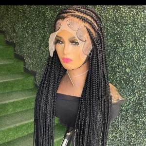 SEGO Long Curly Braided Lace Front Wigs for Women African Curls Ends  Cornrow Box Braided Braid Braids Synthetic Braiding Wig With Baby Hair 