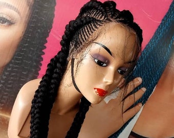 braided wig, wig for black women, cornrows, cornrow braided wig, Ghana braided wig, full lace wig
