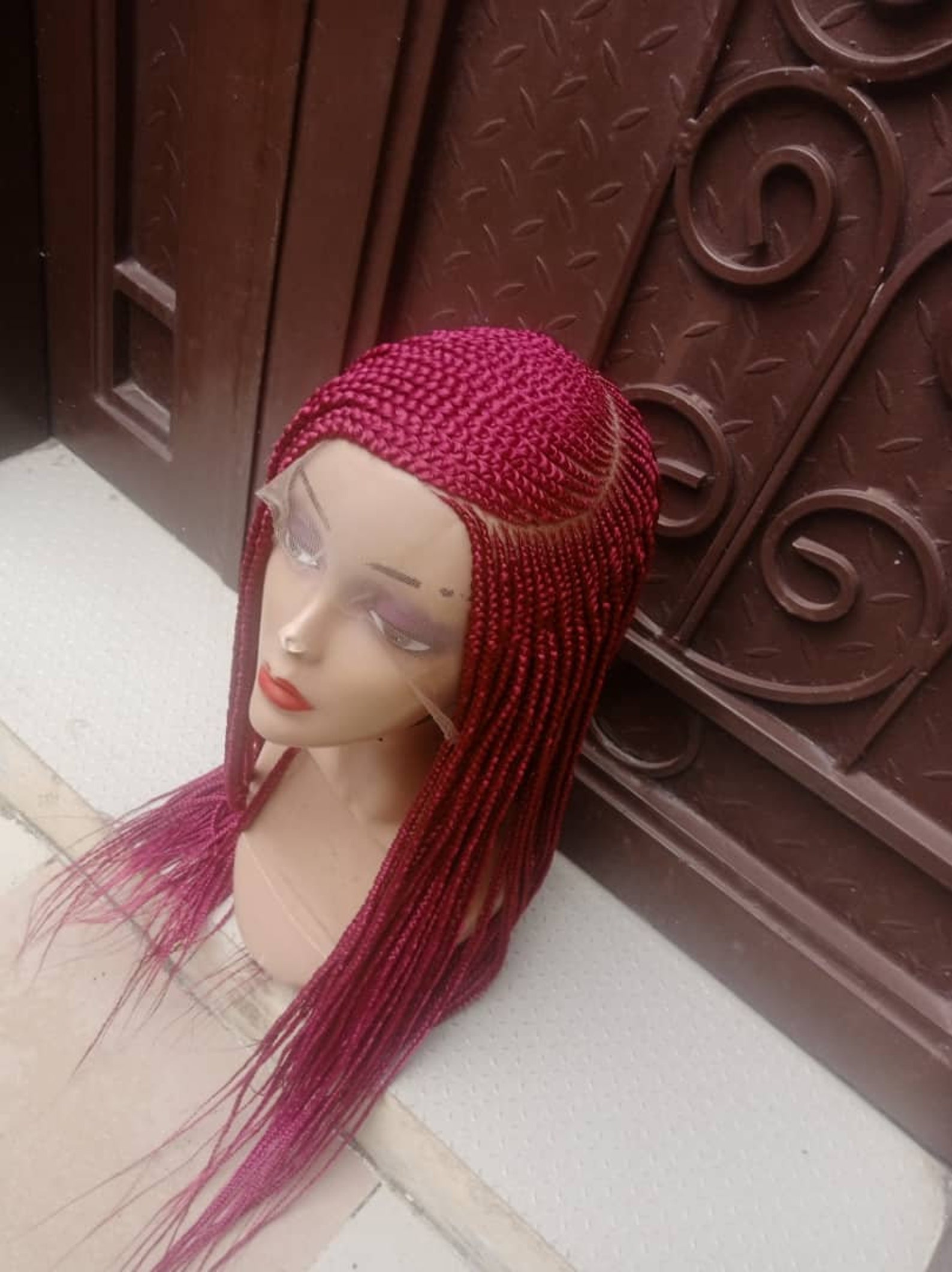 Braided wig ghana braided wig on frontal lace wigs black Etsy