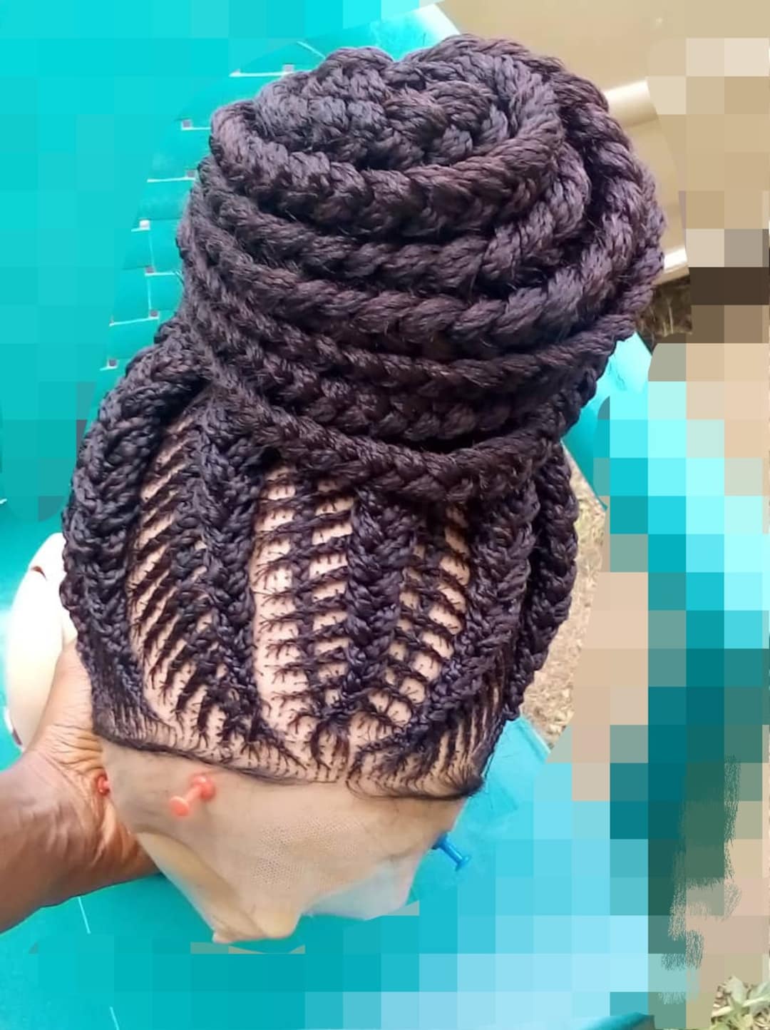 Braided Wig, Wig for Black Women, Cornrows, Cornrow Braided Wig, Ghana