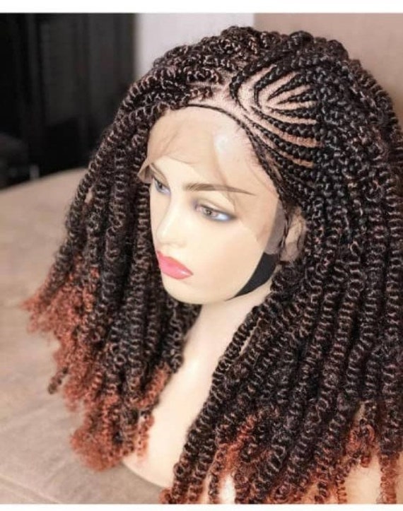 10*5 Burgundy Butterfly Locs Cornrow Braids Lace Front Wig With