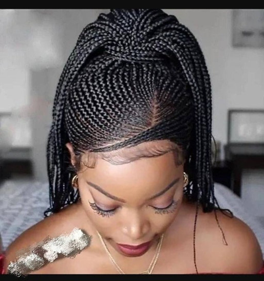 Braided Wig, Ghana Braided Wig, Wig, Custom Made Wig, Cornrow Braided