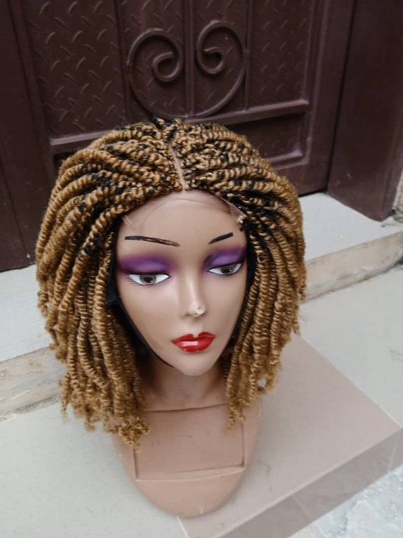 Braided Wig curly Twists Wig on Closure Wig Black Etsy