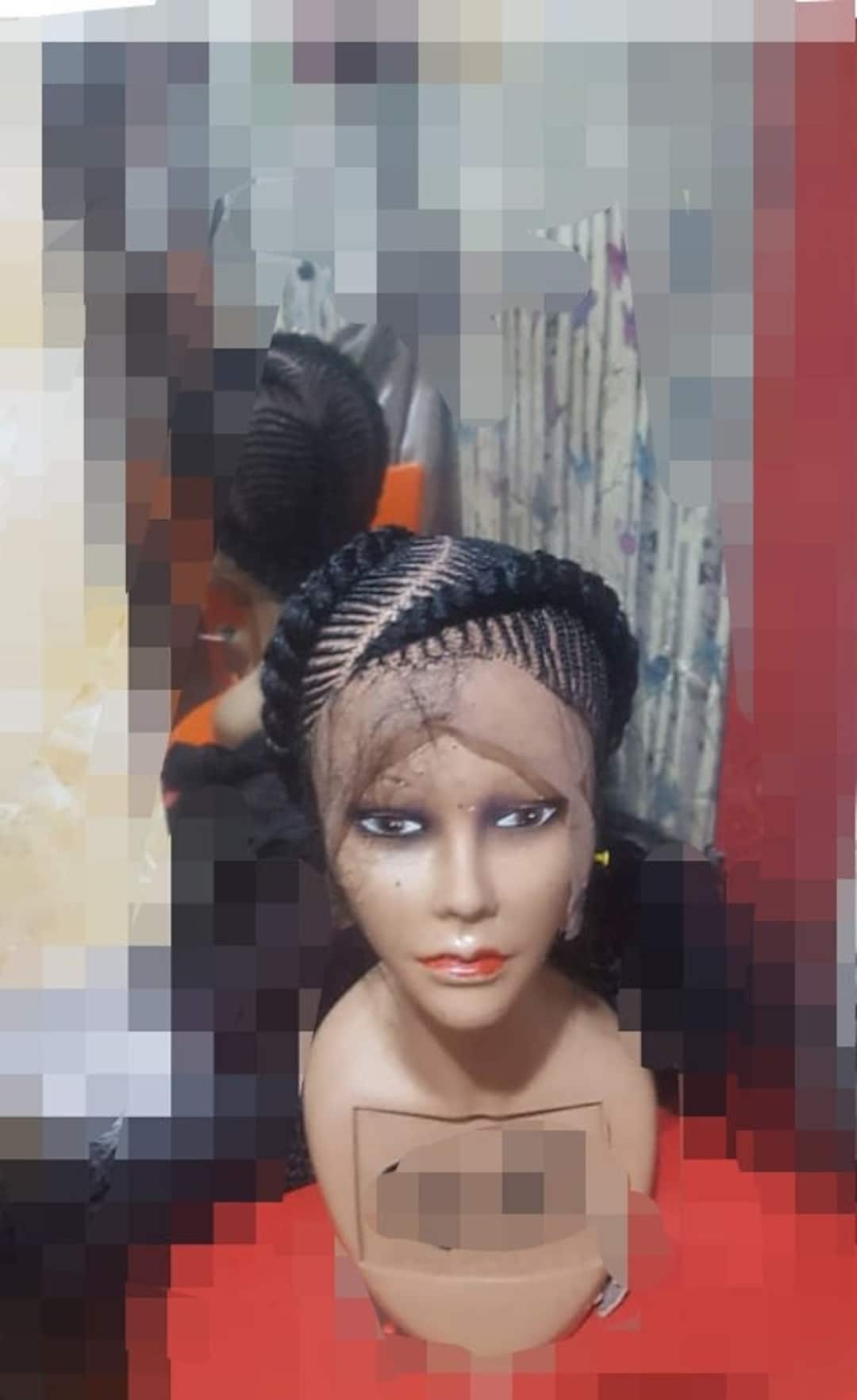 Braided Wig, Ghana Braids, Cornrows, Cornrow Braided Wig, Black Women's